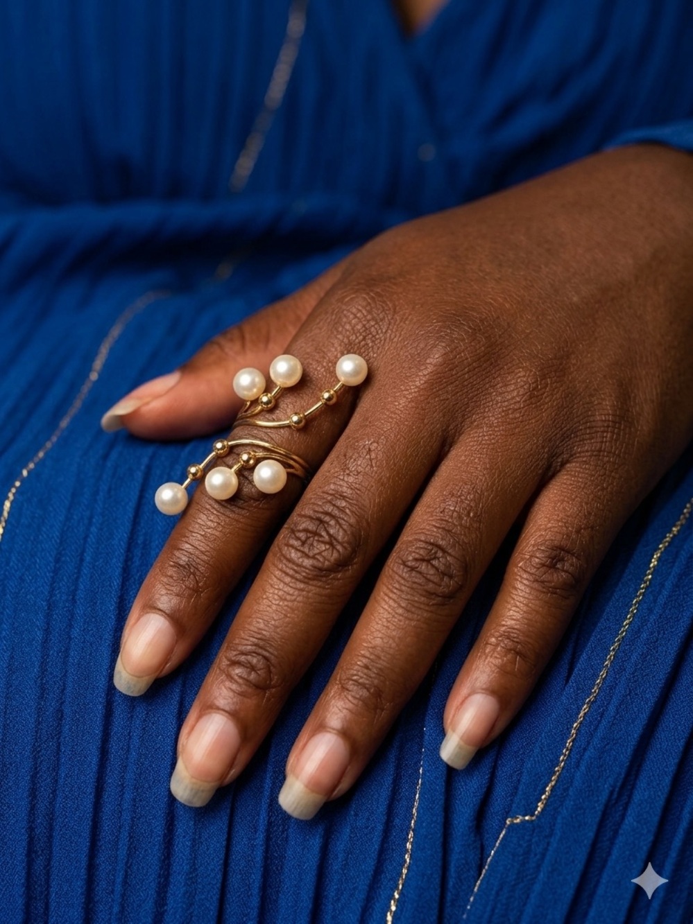 Gold Pearl Cluster Wrap Ring - Elegant Women’s Jewelry